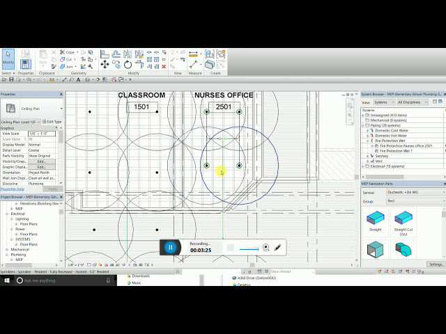 فیلم آموزشی: ساخت سیستم اسپرینکلر در Revit با زیرنویس فارسی