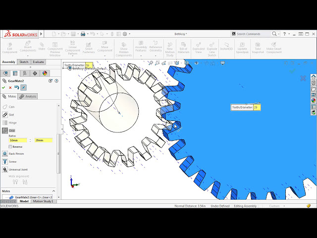 فیلم آموزشی: Gear Mate در SOLIDWORKS 2016 با زیرنویس فارسی