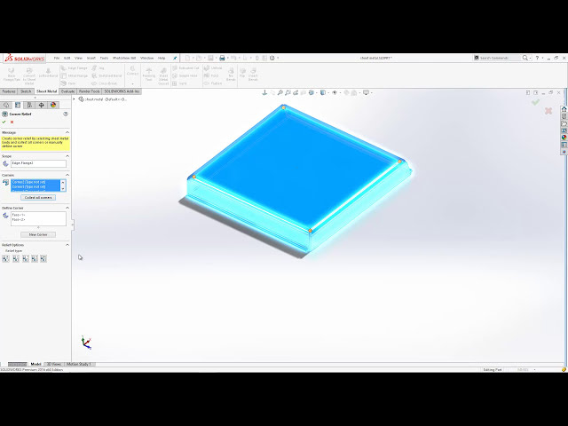 فیلم آموزشی: نحوه اضافه کردن نقش برجسته گوشه در مدل های ورق فلزی SOLIDWORKS با زیرنویس فارسی