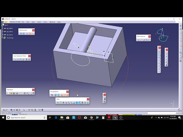 فیلم آموزشی: 6. Visualization Toolbar CATIA V5 : برش قسمت توسط Sketch Plane