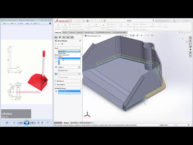 فیلم آموزشی: آموزش مدلسازی سه بعدی Solidworks تمرین بیل زباله 8