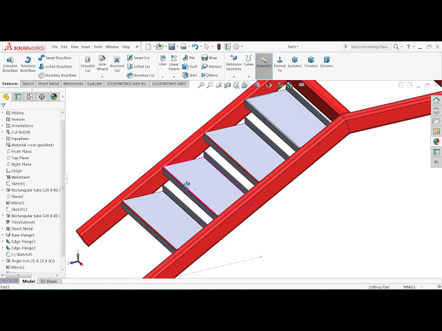 فیلم آموزشی: آموزش Solidworks Weldments | طراحی نردبان استیل در Solidworks