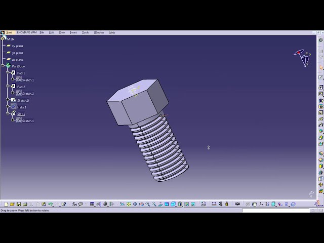 فیلم آموزشی: Catia V5 - مدل سازی پیچ M16 (ظاهر نظری رزوه)