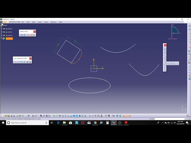 فیلم آموزشی: 12. Sketcher CATIA V5: Ellipse- Parabola by Focus- Hyperbola by Focus- Conic