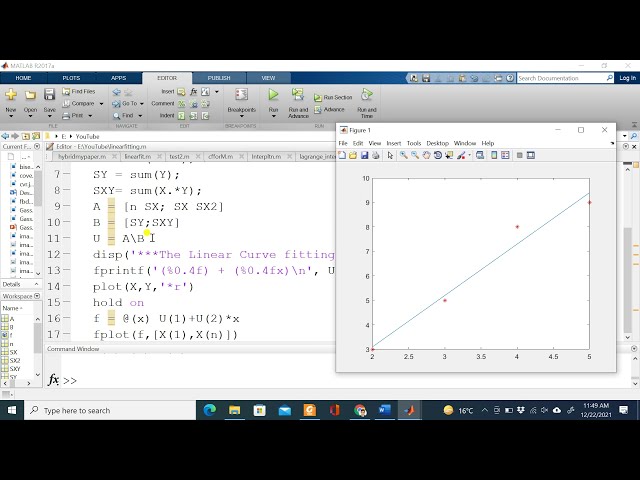 فیلم آموزشی: کد متلب برای اتصال منحنی خطی|| حداقل مربع خطی