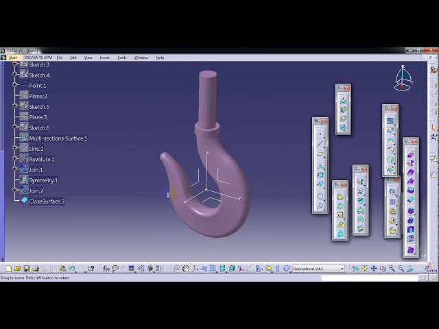 فیلم آموزشی: #CATIA GENERATIVE SHAPE DESIGN #019 مدل سازی قلاب جرثقیل با زیرنویس فارسی