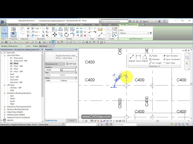 فیلم آموزشی: REVIT BASICS 11 DIMENSIONS ALIGN LINEAR Grips Tagging با زیرنویس فارسی