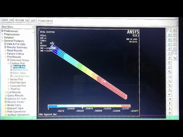 فیلم آموزشی: تجزیه و تحلیل المان محدود یک نوار مخروطی با استفاده از ANSYS Mechanical APDL با زیرنویس فارسی