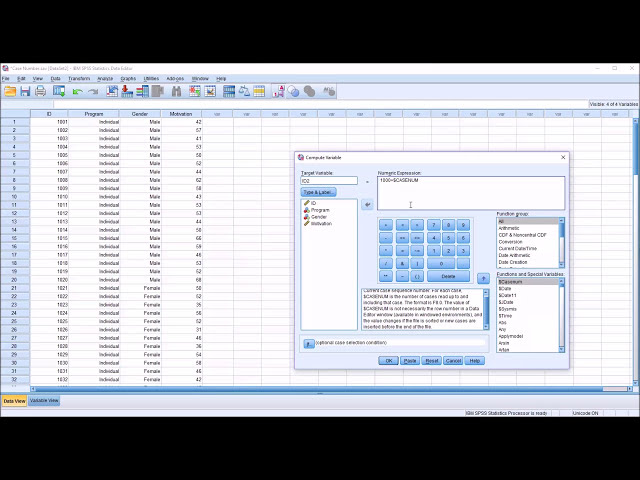 فیلم آموزشی: ایجاد یک عدد Case با استفاده از تابع متغیر محاسبه در SPSS