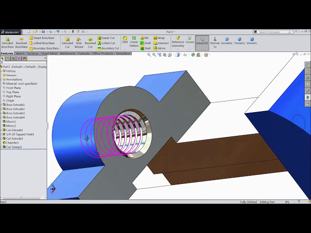 فیلم آموزشی: آموزش Solidworks | گیره نیمکتی اسکچ در سالیدورکس | آثار جامد