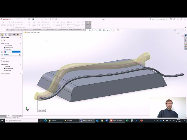 فیلم آموزشی: آموزش مبتدی Solidworks - Sweep with Projected Curves با زیرنویس فارسی