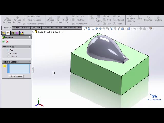 فیلم آموزشی: دستور Combine Solidworks با زیرنویس فارسی