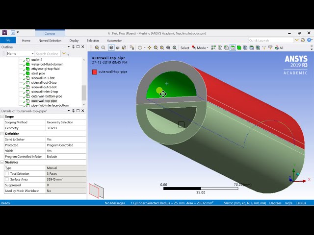 فیلم آموزشی: آموزش فلوئنت ANSYS | تبادل حرارت در لوله اسپلیت | جریان شمارنده آب اتیلن گلیکول| قسمت 1/2 با زیرنویس فارسی