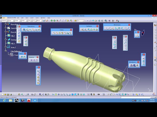 فیلم آموزشی: نحوه ایجاد یک بطری آب در CATIA