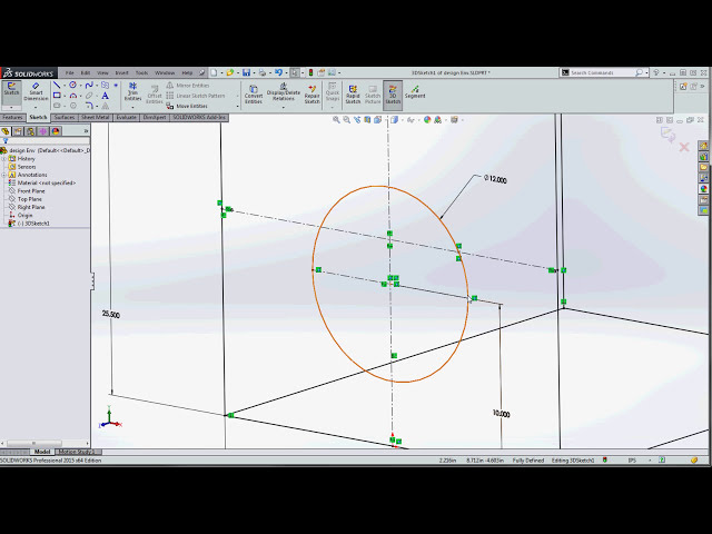 فیلم آموزشی: SolidWorks - قرار دادن یک دایره یا یک قوس در یک طرح سه بعدی و تعریف کامل آن با زیرنویس فارسی