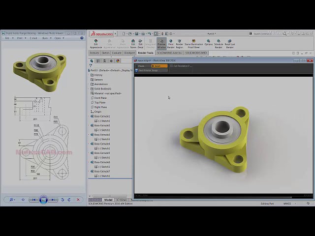 فیلم آموزشی: آموزش مدلسازی بلبرینگ فلنج سه سوراخه طراحی سه بعدی Solidworks