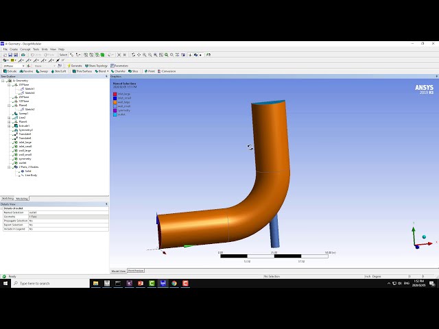 فیلم آموزشی: ساخت هندسه آرنج مخلوط در ANSYS Design Modeler 2019 R3 - 11