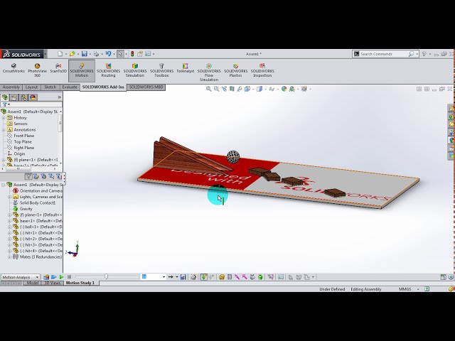 فیلم آموزشی: آموزش SolidWorks اصابت توپ گرانشی به جسم در تجزیه و تحلیل حرکت.