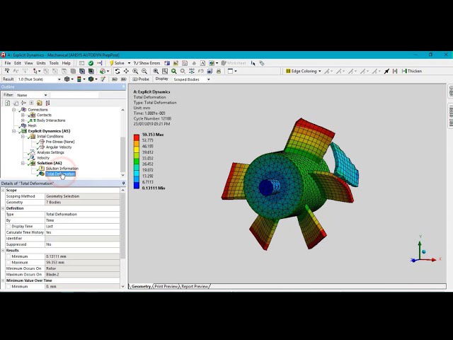 فیلم آموزشی: شکستن تیغه توربین با استفاده از دینامیک آشکار ANSYS