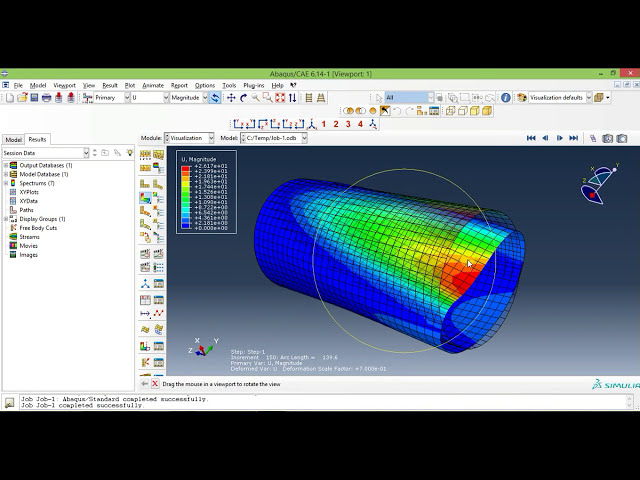 فیلم آموزشی: آموزش Abaqus برای مبتدیان - تحلیل غیر خطی Static Riks یک بخش استوانه ای