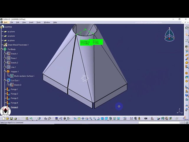 فیلم آموزشی: طراحی قیف ورق فلزی CATIA V5 - آموزش برای مبتدیان با زیرنویس فارسی