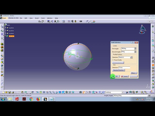 فیلم آموزشی: CATIA گرفتن هواپیما روی مخروط، کره، سطح منحنی، 45 درجه