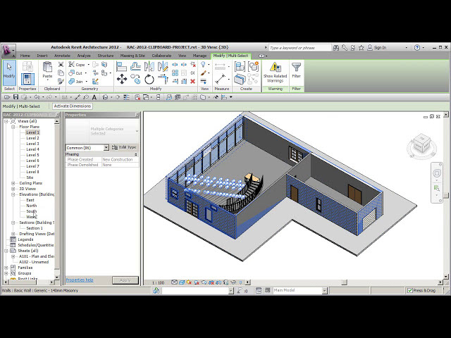 فیلم آموزشی: REVIT ARCH 2012 Clipboard 12 COPY PASTE تراز کردن در همان مکان با زیرنویس فارسی