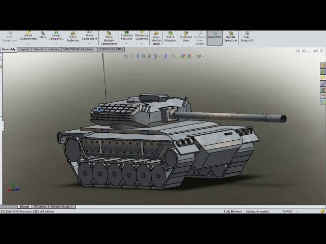 فیلم آموزشی: Solidworks، نمای کلی تانک نظامی (طراحی رایگان).