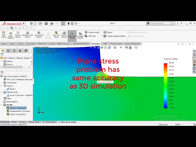 فیلم آموزشی: شبیه سازی Solidworks: مقایسه تنش صفحه (2 بعدی) و نتایج شبیه سازی سه بعدی