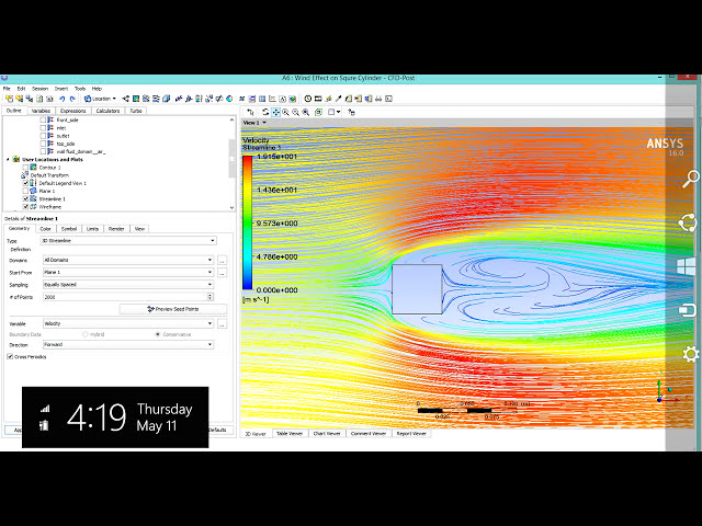 فیلم آموزشی: اثر باد Ansys 16.0 بر روی استوانه مربعی