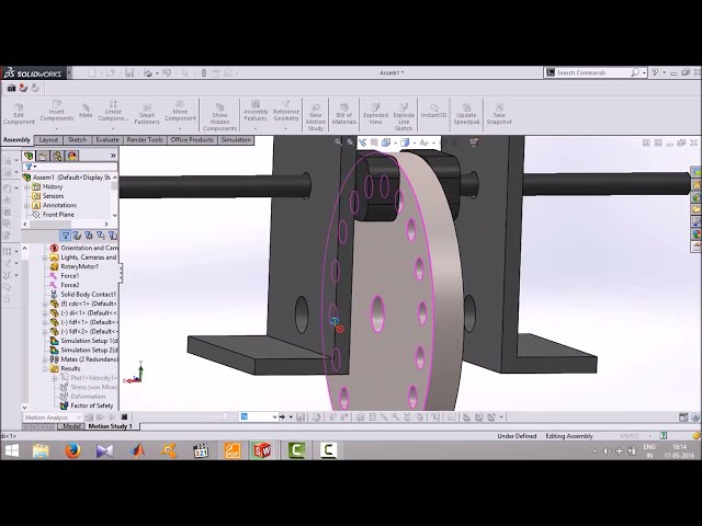 فیلم آموزشی: تجزیه و تحلیل ترمز دینامیکی در solidworks با آنالیز حرکت و محاسبه تنش و کرنش