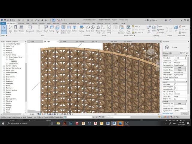 فیلم آموزشی: نحوه ایجاد الگو با استفاده از دیوار پرده در Revit 2021 را بیاموزید با زیرنویس فارسی