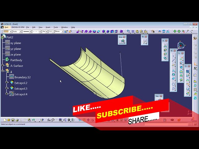 فیلم آموزشی: CATIA V5 CLASS A SURFACE - EXTRAPOLATE SURFACE