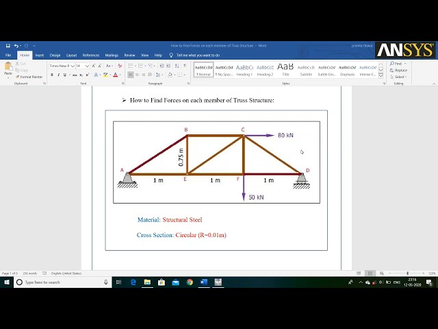 فیلم آموزشی: نحوه یافتن نیرو بر روی هر یک از اعضای ساختار خرپا | Ansys | PCE | پرانیتا تاکور