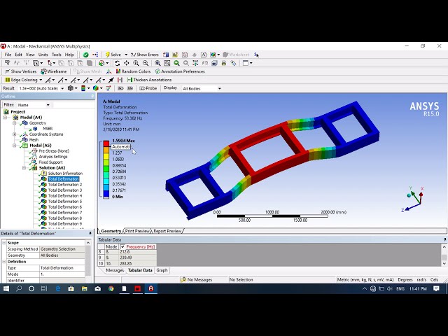 فیلم آموزشی: آنالیز مدل شاسی در ANSYS - آموزش یافتن شکل و فرکانس حالت