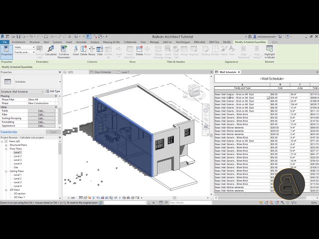 فیلم آموزشی: آموزش نحوه محاسبه هزینه در Revit با زیرنویس فارسی