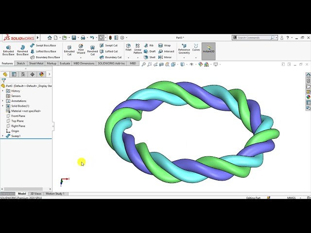 فیلم آموزشی: جارو کردن پیشرفته Solidworks: طناب را مدل کنید (Sweep with Twist Option را یاد بگیرید) با زیرنویس فارسی