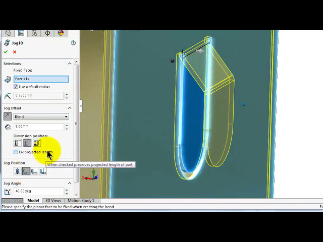 فیلم آموزشی: 157 آموزش ورق فلزی SolidWorks: JOG، قرار دادن خط خم شدن دویدن، اجتناب از تقاطع دویدن با زیرنویس فارسی