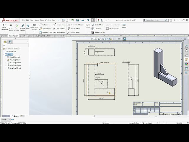 فیلم آموزشی: آموزش Solidworks Weldments تمرین 147 Weld Symbol | W eld Bead