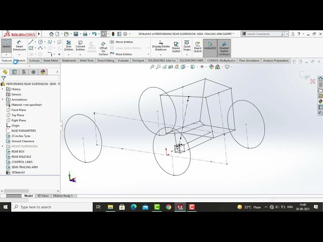 فیلم آموزشی: هندسه تعلیق بازوی نیمه دنباله دار | Solidworks | SAE BAJA | ATV با زیرنویس فارسی