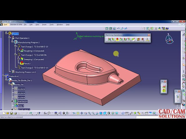 فیلم آموزشی: #CATIA V5 #SURFACE Machining #Roughing #Sweeping #عملیات با مداد