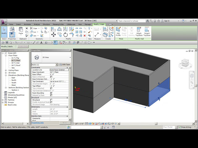 فیلم آموزشی: REVIT ARCH 2012 FIRST PROJECT 19 UNLOCK WALL CADDING LAYER با زیرنویس فارسی