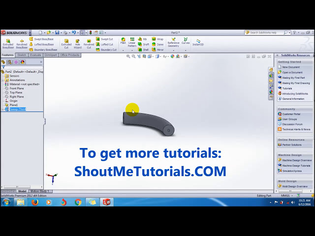 فیلم آموزشی: SolidWorks Swept Boss/Base Tutorial_Application Thin Feature|آموزش های ویدیویی SolidWorks با زیرنویس فارسی