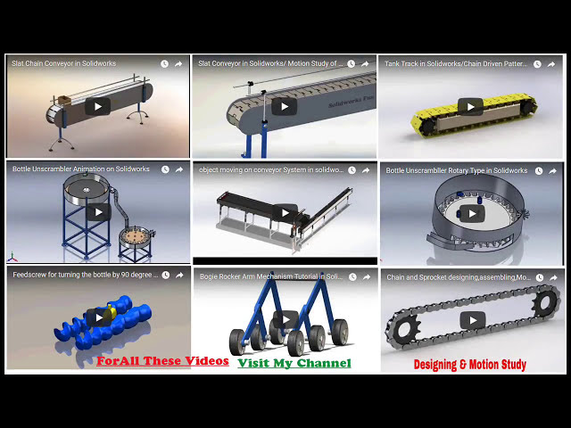 فیلم آموزشی: آموزش Solidworks: طراحی و مطالعه حرکت نوار نقاله بطری/قطو