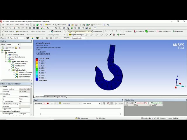 فیلم آموزشی: تحلیل تنش و انحراف قلاب جرثقیل در میز کار Ansys