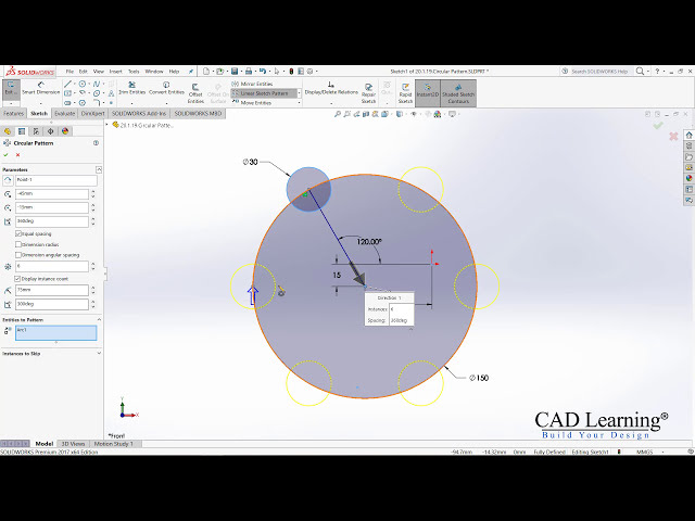 فیلم آموزشی: 1.8. الگوی طرح دایره ای - SolidWorks 2017