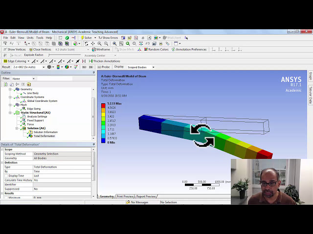 فیلم آموزشی: پرتو در ANSYS: طرح تغییر شکل شکل خط وسط با زیرنویس فارسی