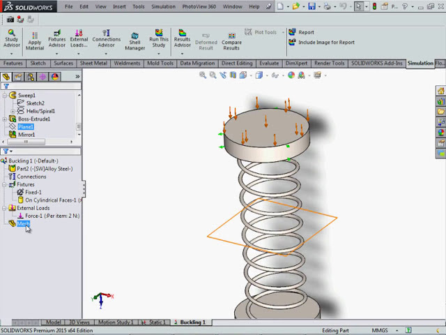 فیلم آموزشی: 10. سختی فنر در شبیه سازی solidworks