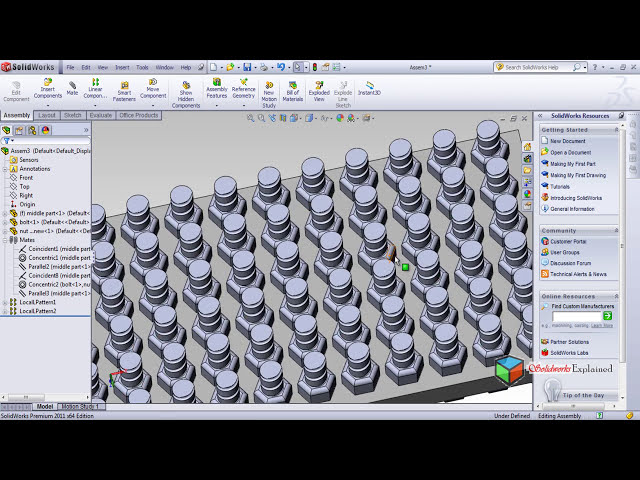 فیلم آموزشی: مونتاژ الگوی خطی و دایره ای در solidworks با زیرنویس فارسی