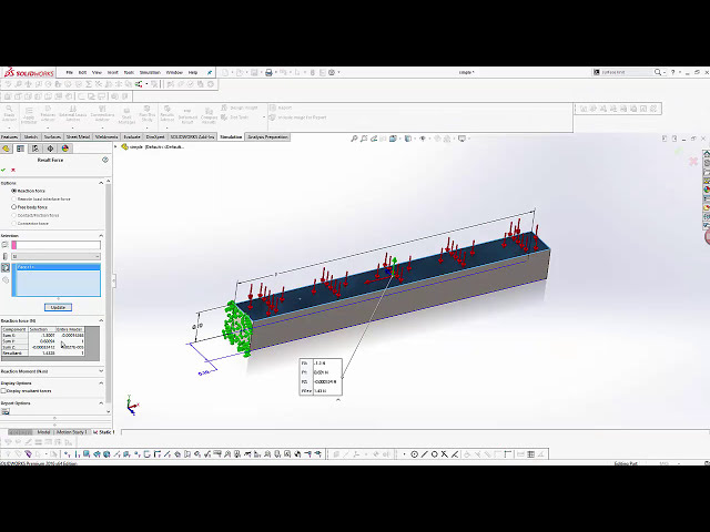 فیلم آموزشی: محاسبه نیروی واکنش در یک شبیه سازی استاتیک در شبیه سازی Solidworks با زیرنویس فارسی